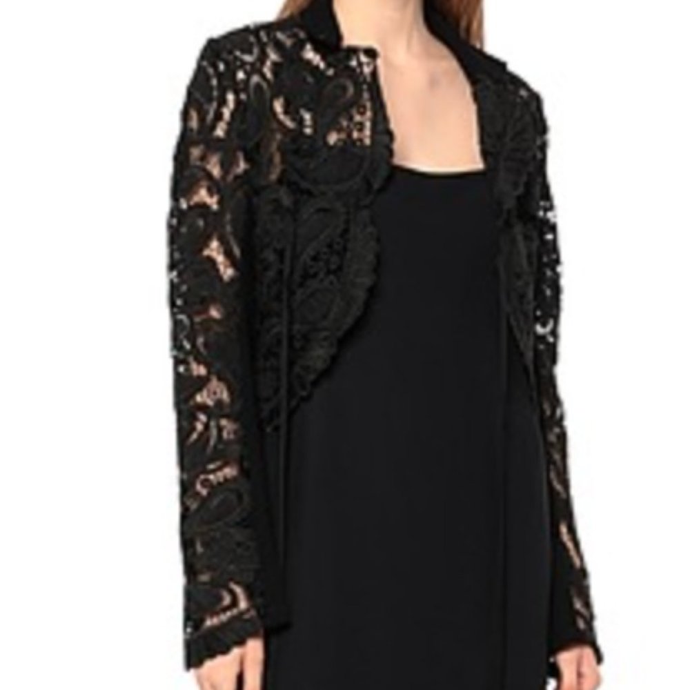 ANN DEMEULEMEESTER BLACK LACE BLAZER SZ 12